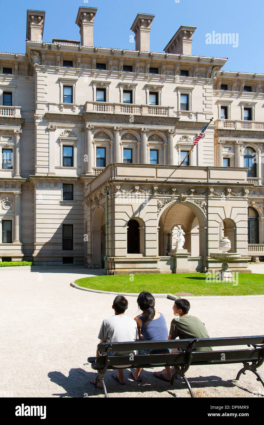 Visitors sitting at the Breakers a Newport mansion or Cottage built for the Vanderbilts during