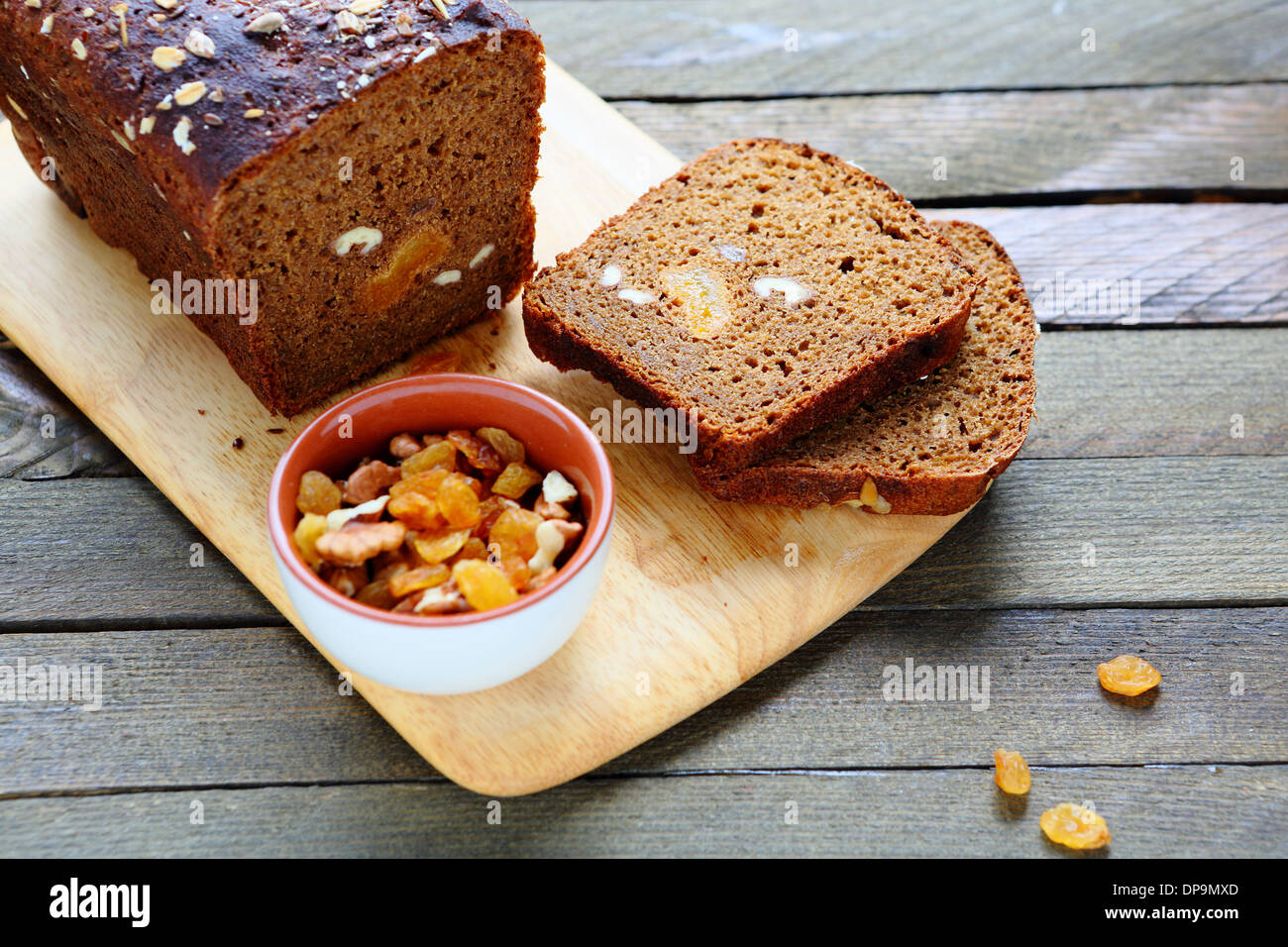 whole grain bread with nuts, food closeup Stock Photo Alamy