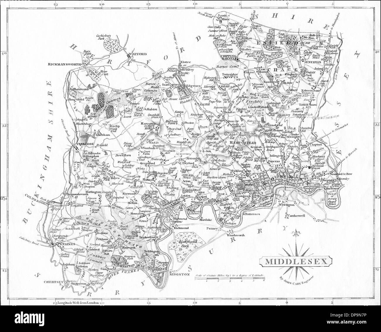 Middlesex map john cary Black and White Stock Photos & Images Alamy