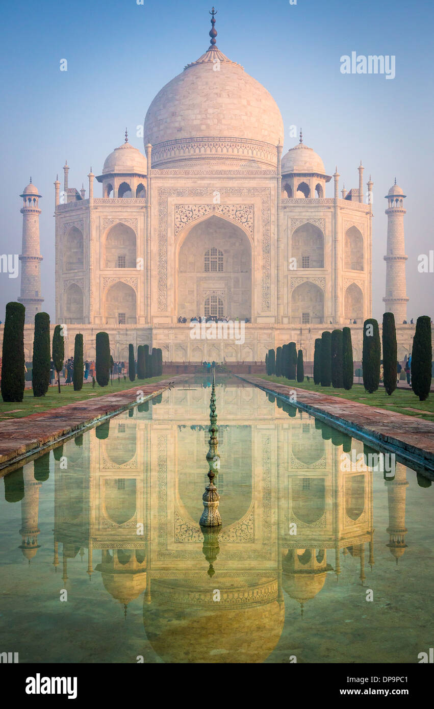 The Taj Mahal is a white marble mausoleum located in Agra, Uttar