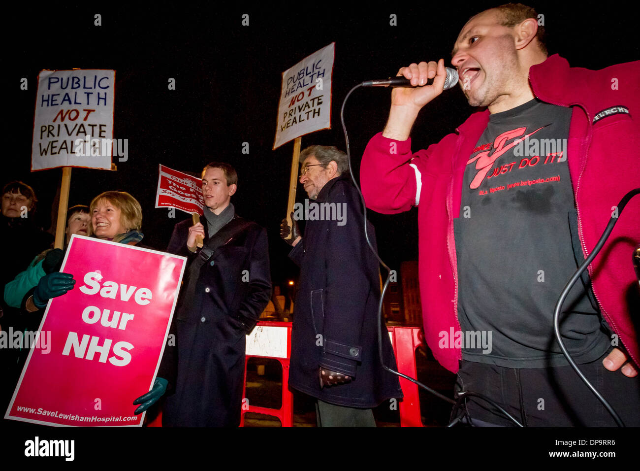 NHS Protest outside BBC TV Question Time in Lewisham, London, UK. Stock Photo