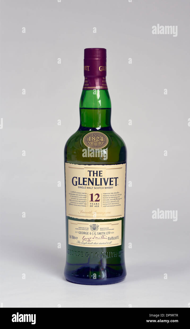 The Glenlivet, single malt Scotch Whisky. 12 years of age. & J.G