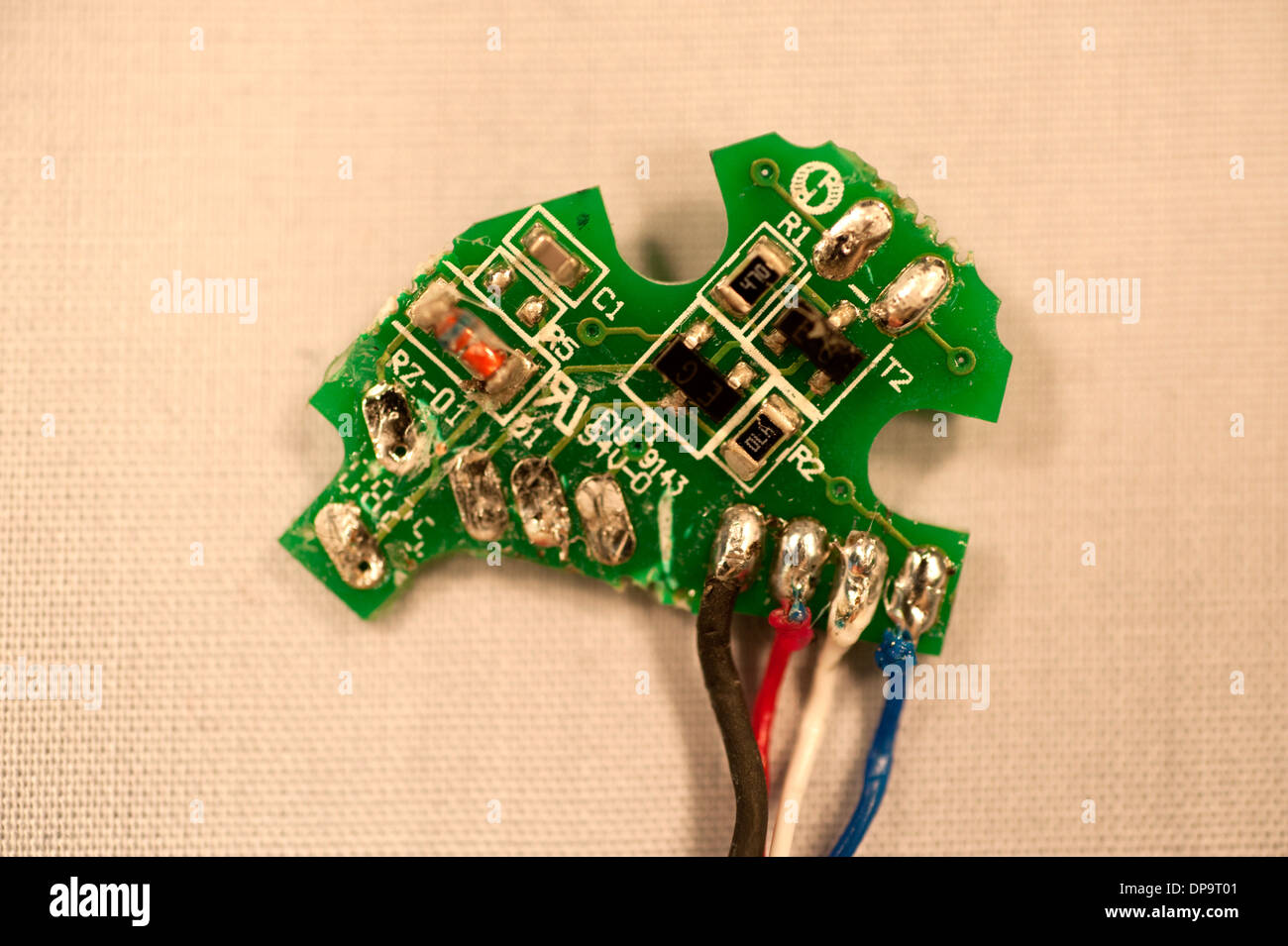 Miniature Circuit Board PCB Inside headset Wires Stock Photo