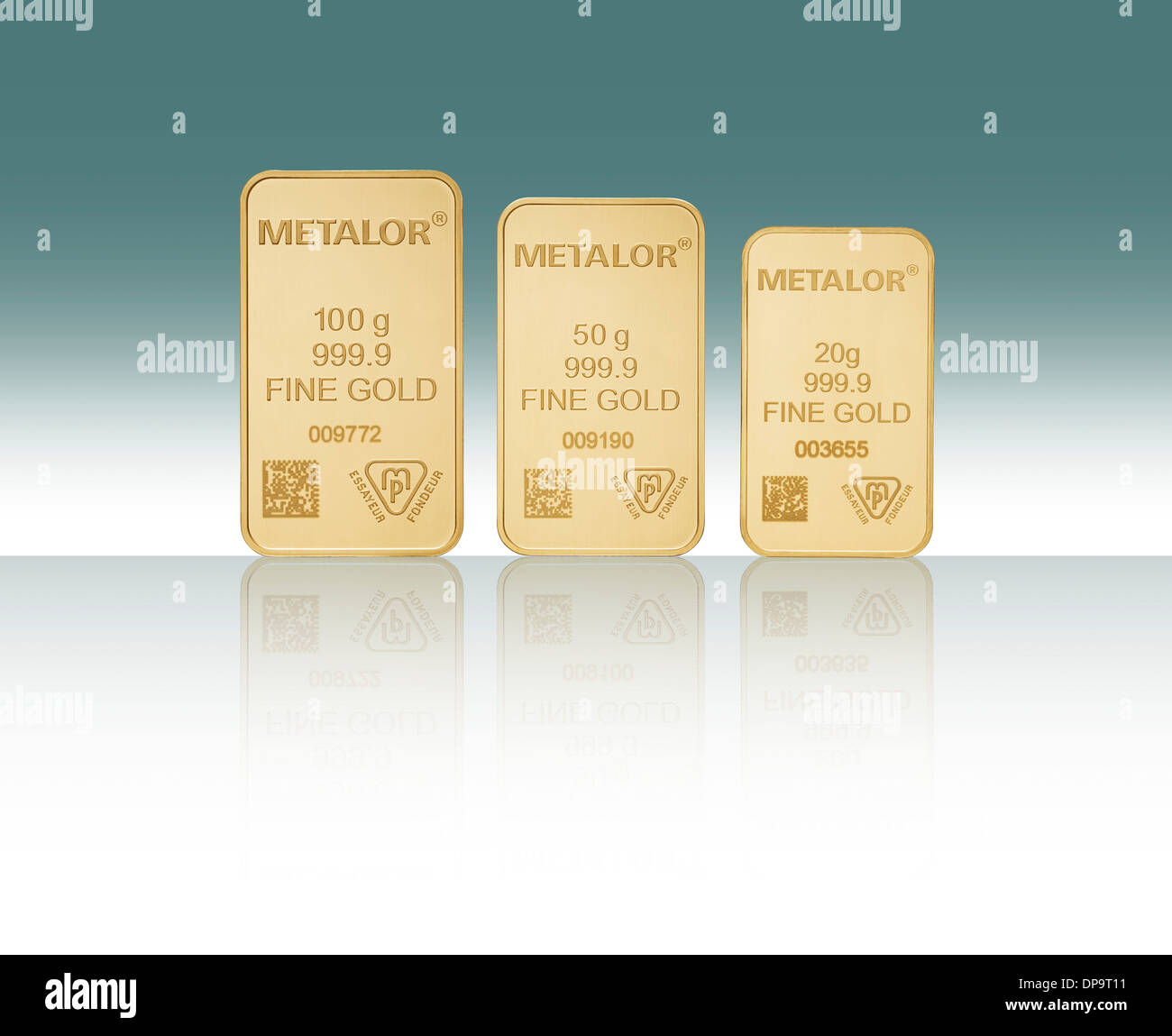 3 sizes of fine gold bars for investment Stock Photo Alamy