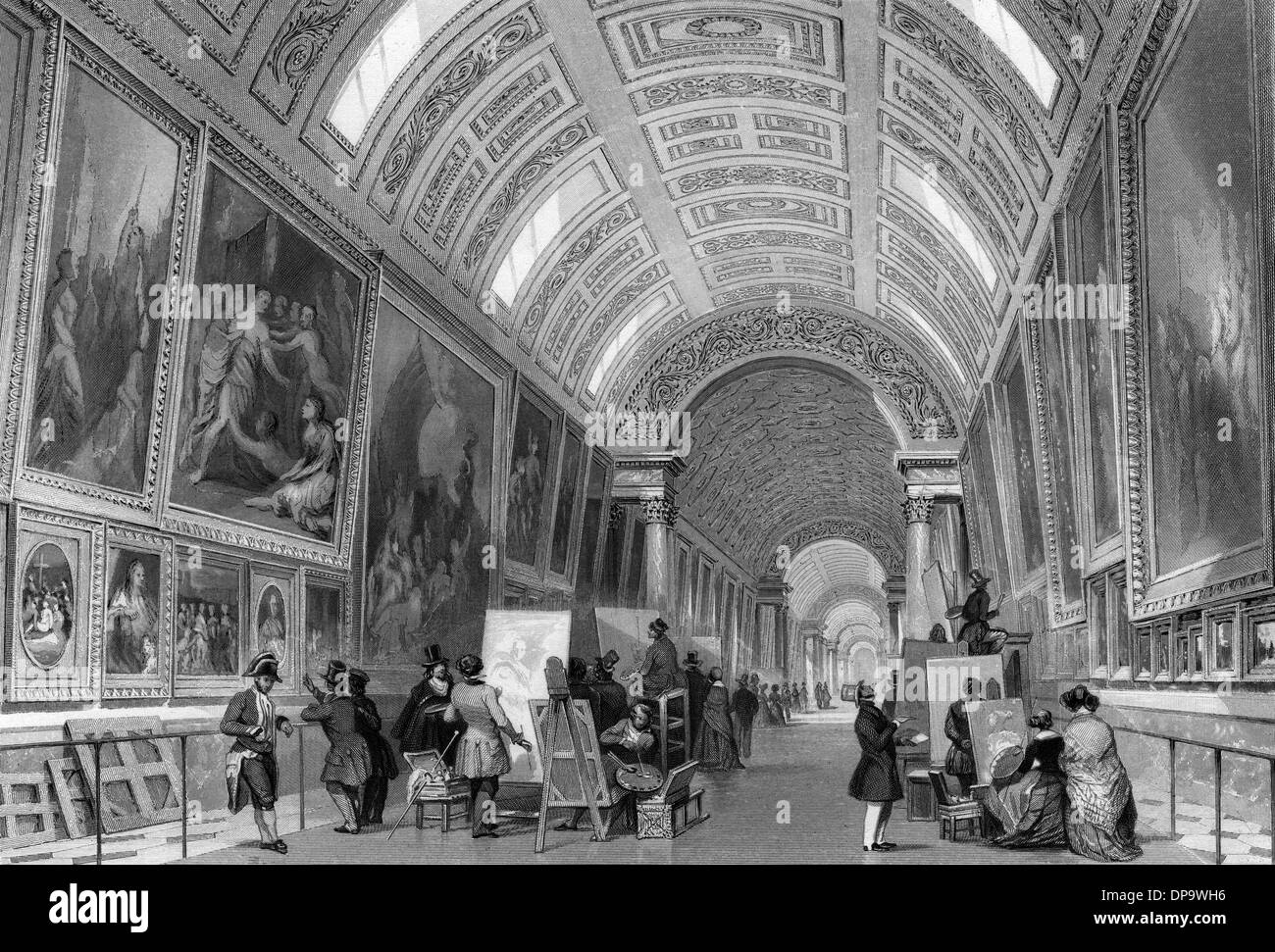 COPYISTS IN THE LOUVRE Stock Photo