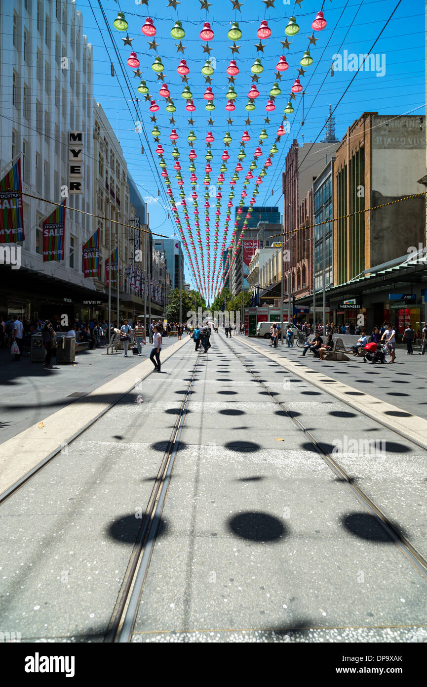 Bourke St Mall is the Central shopping hub of the city of Melbourne. Stock Photo