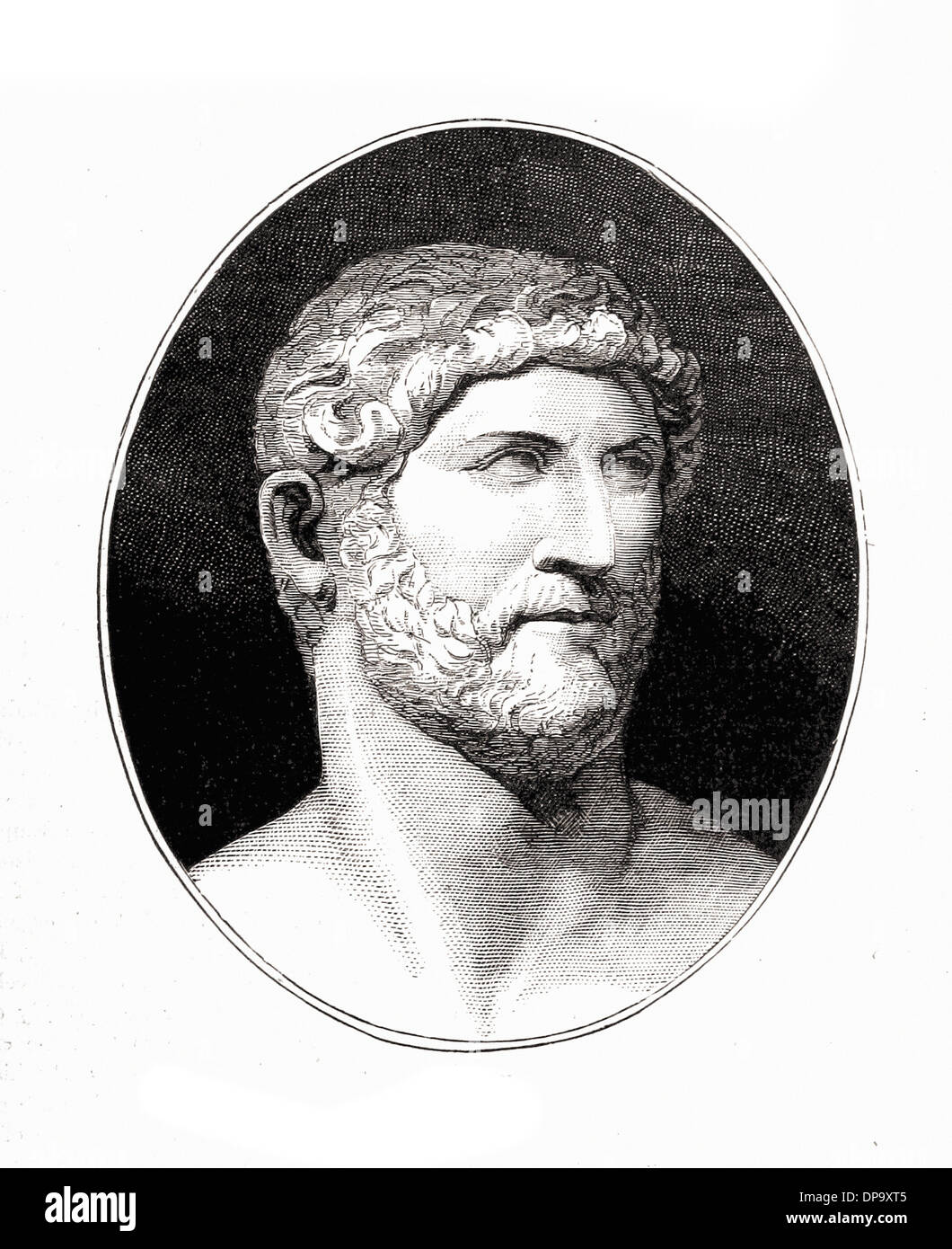 Portrait of Emperor Hadrian British engraving XIX th Century Stock
