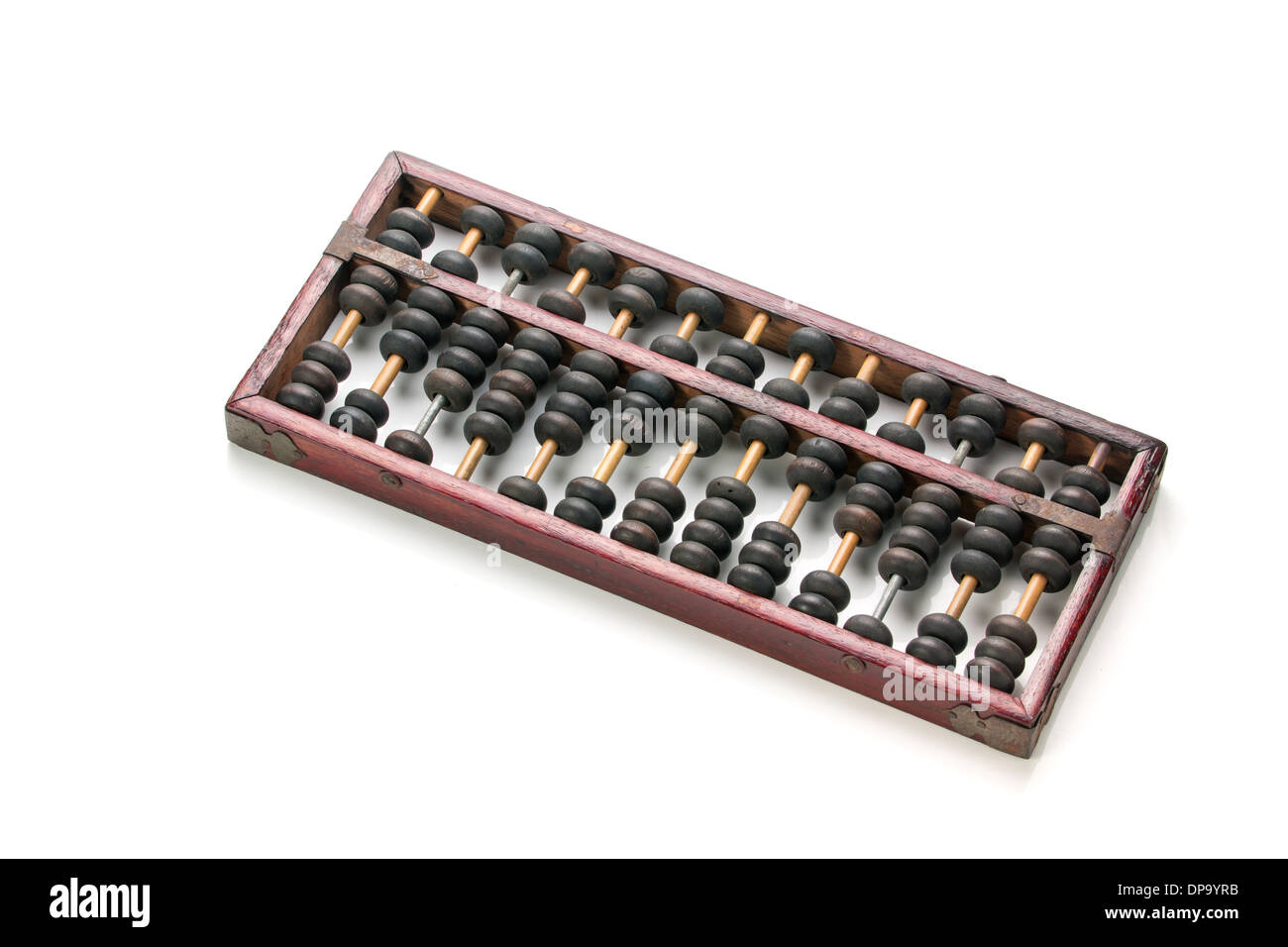 Old wooden abacus on white background Stock Photo