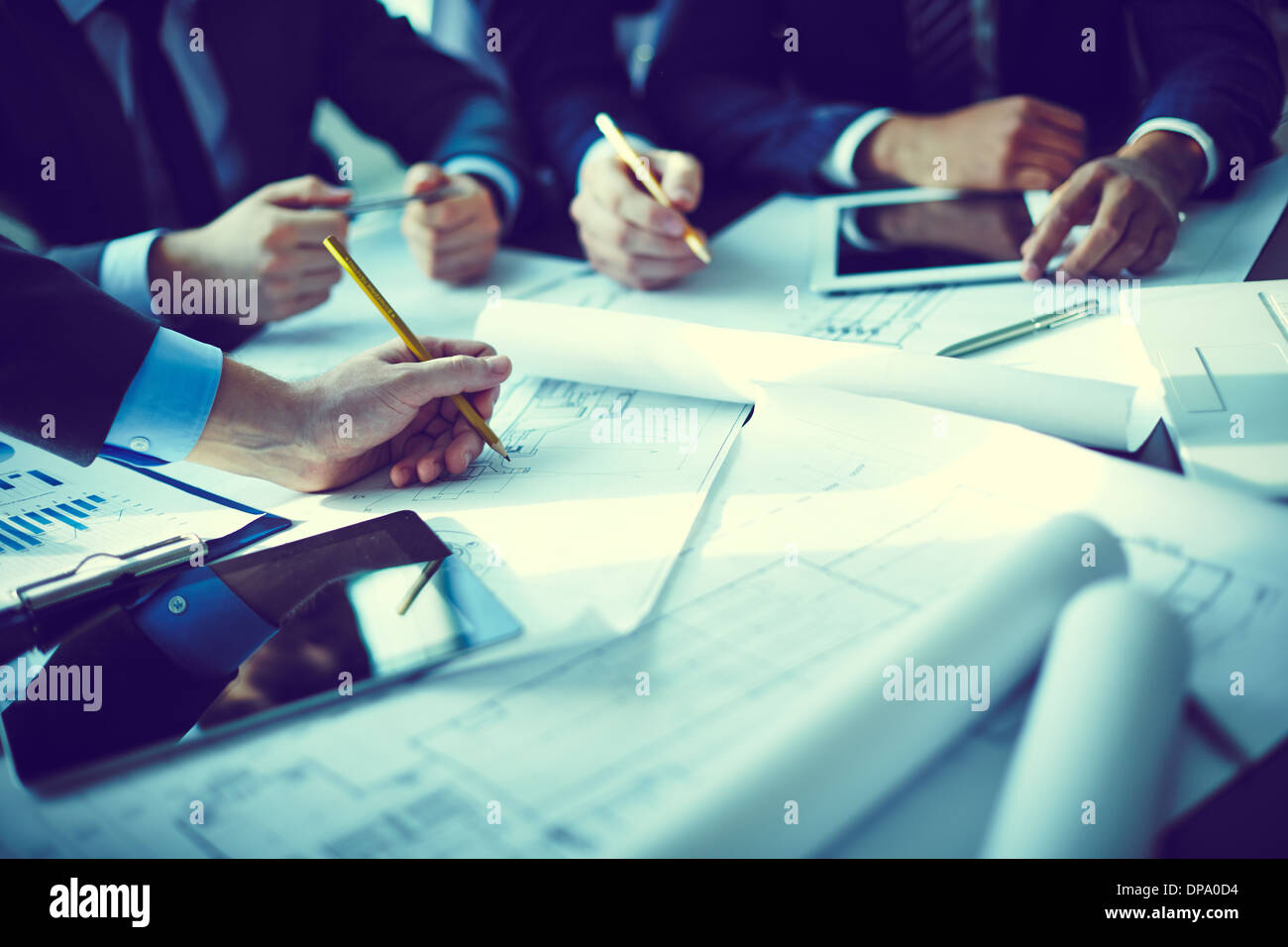 Image of human hands during discussion of project at meeting Stock ...