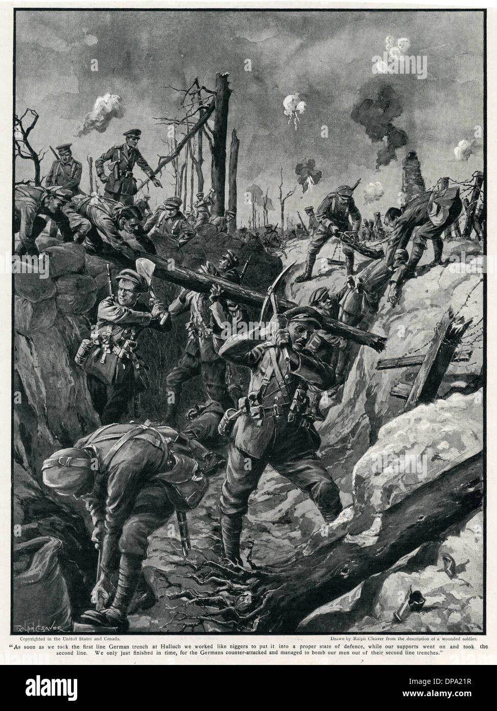 British refashioning a German trench, WW1 Stock Photo