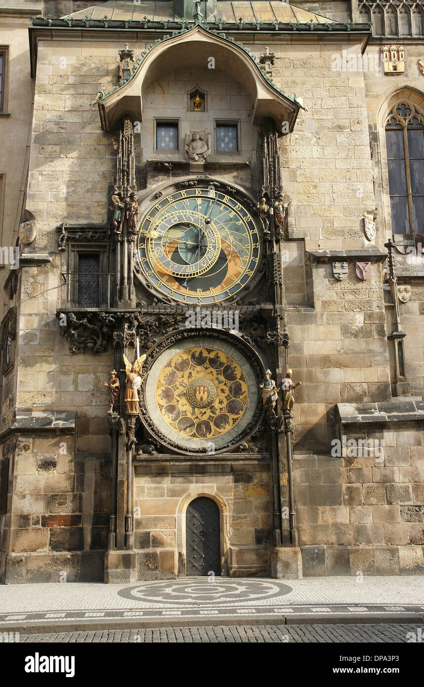 The Prague Orloj, or Astronomical Clock Old Town Hall. Prague. Czech Republic. Stock Photo
