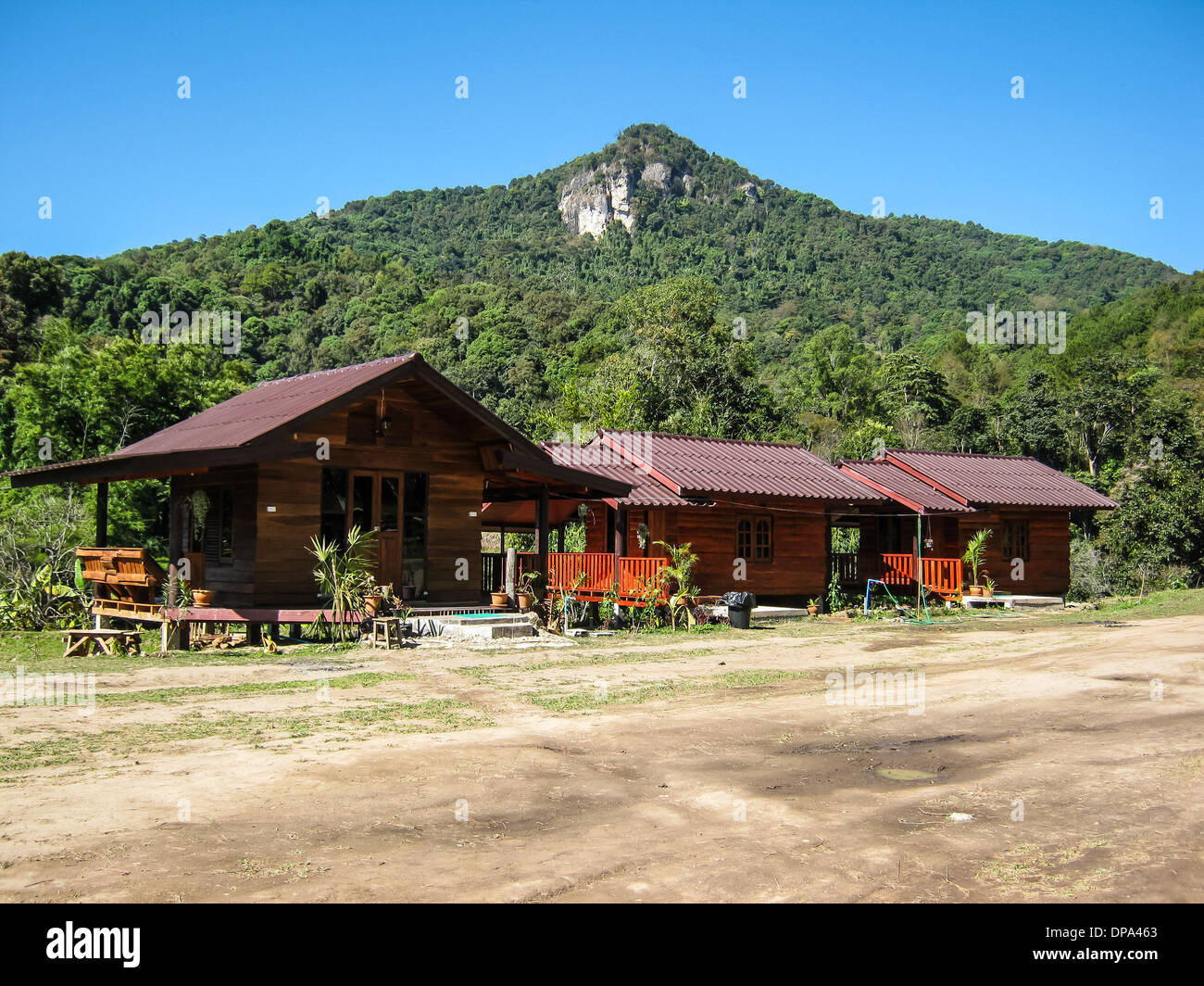 Resort With Mountain in Doi Inthanon National Park Stock Photo