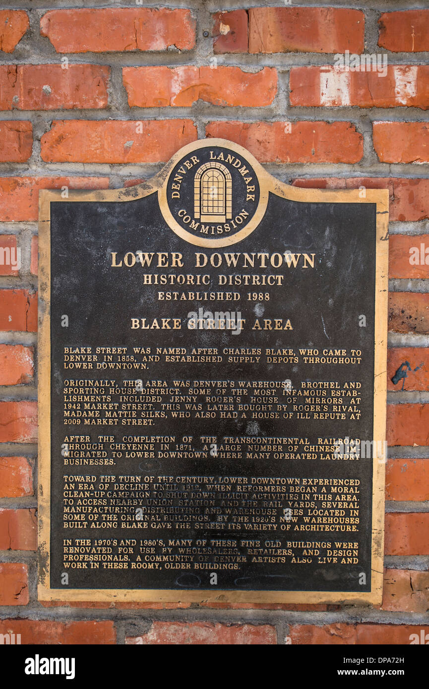 Lower Downtown Historic District sign Stock Photo