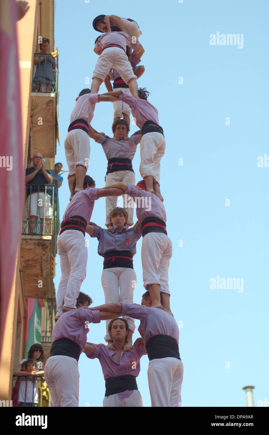 Castell human tower in Tarragona, Spain Stock Photo Alamy