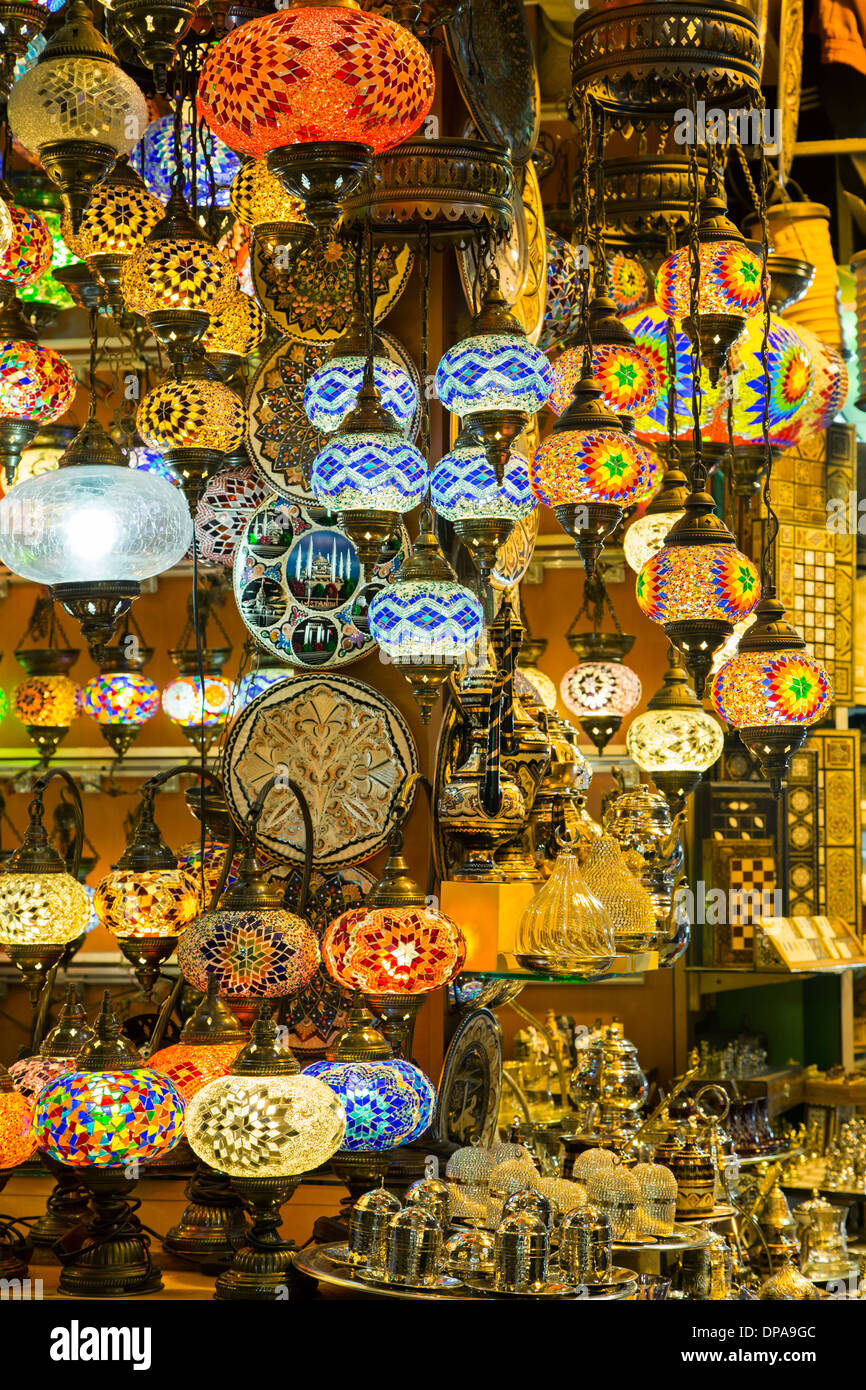Lamps display, Grand Bazaar, Istanbul, Turkey Stock Photo