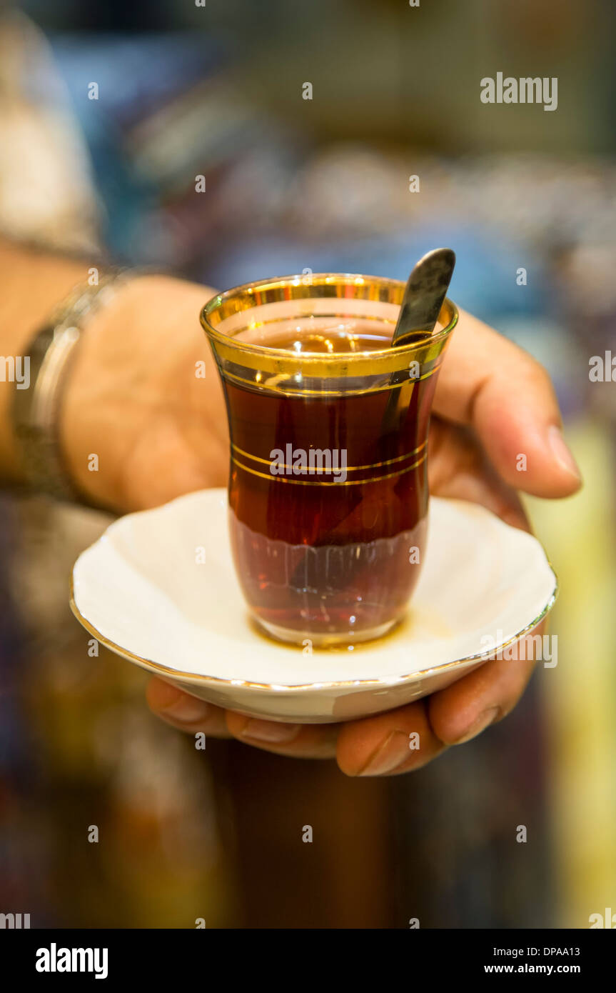 Turkish tea, Grand Bazaar, Istanbul, Turkey Stock Photo