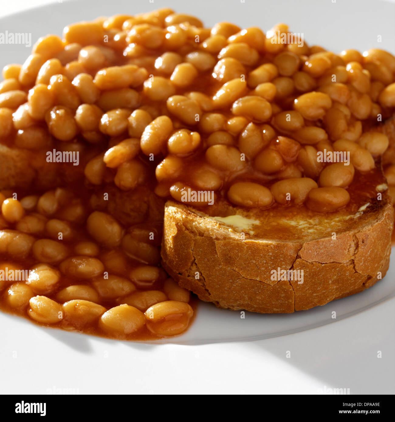 Beans on toast Stock Photo