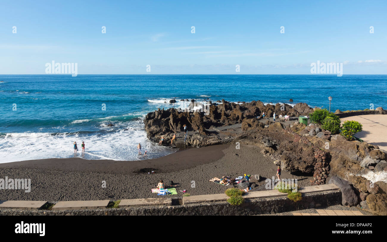 Playa Jardin, Puerto Cruz, Tenerife - the beach. Stock Photo