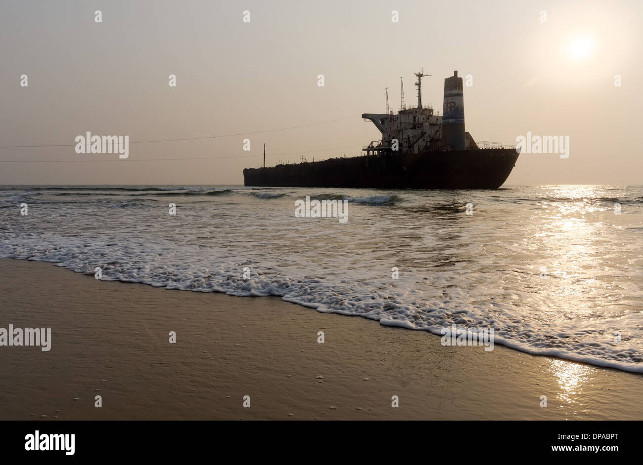 The shipwreck River Princess on Candolim Beach in Goa India Stock Photo ...