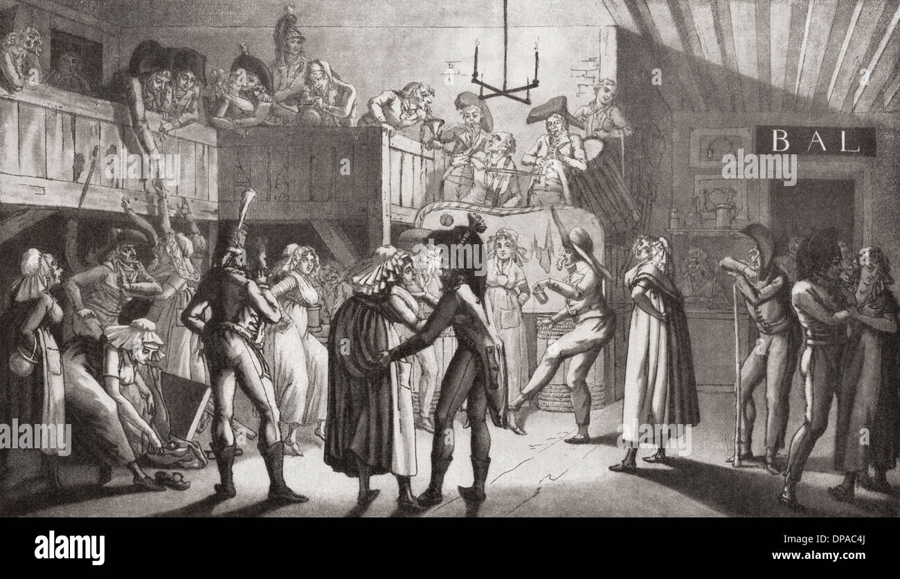 La Bastringue, or Gift Giving Dance, popular at the time of the French Revolution. Stock Photo