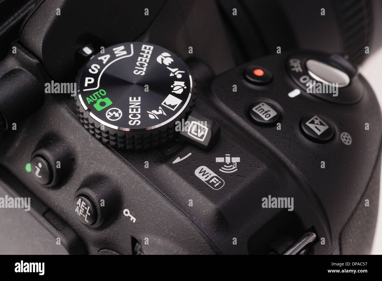 Digital photography equipment Nikon D5300 control area with WiFi, GPS