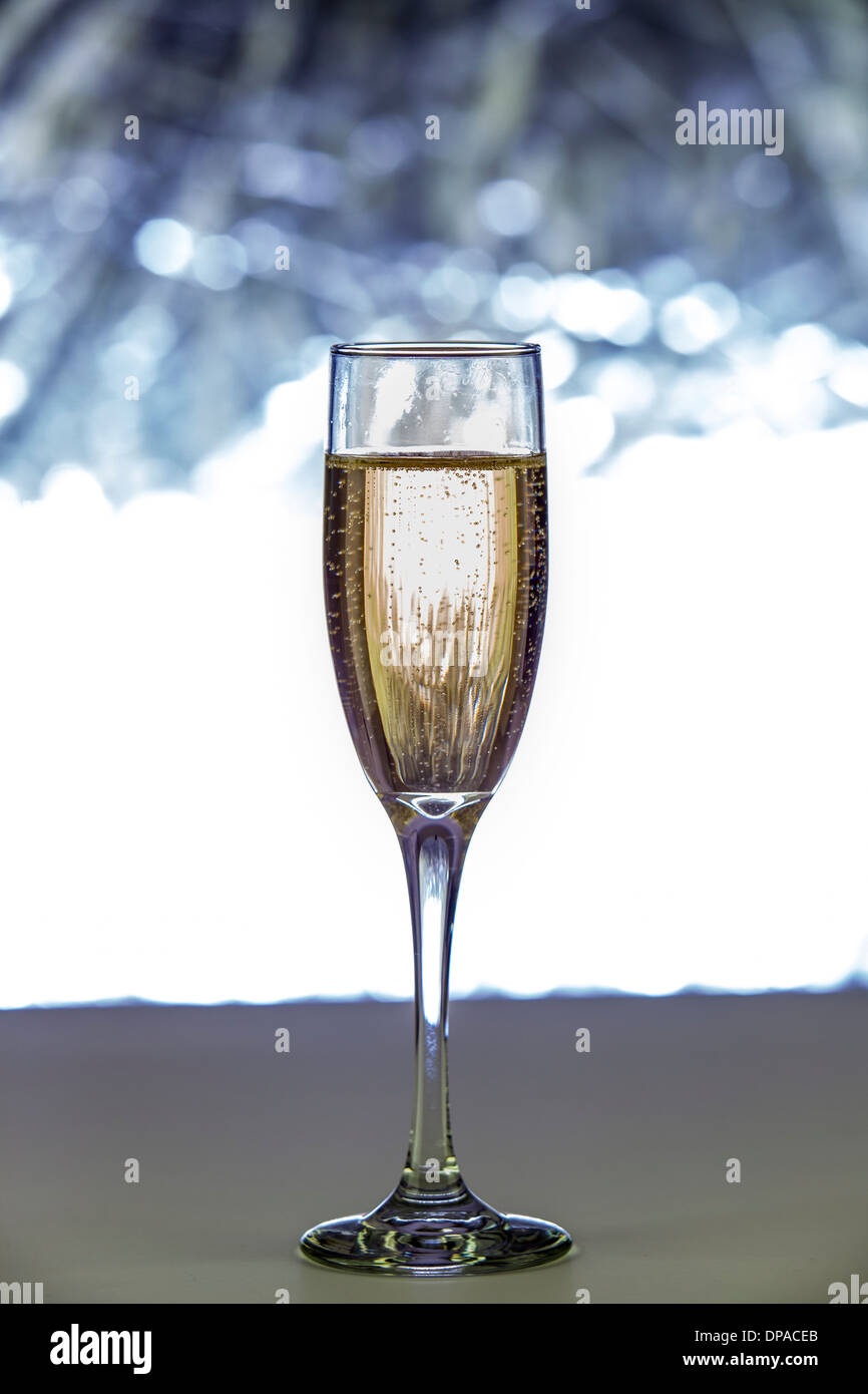 A single glass of Champagne Stock Photo