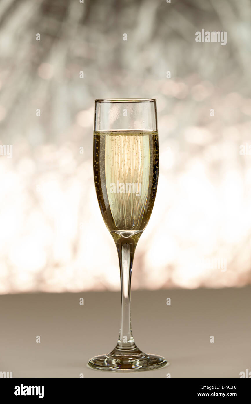 A single glass of Champagne Stock Photo