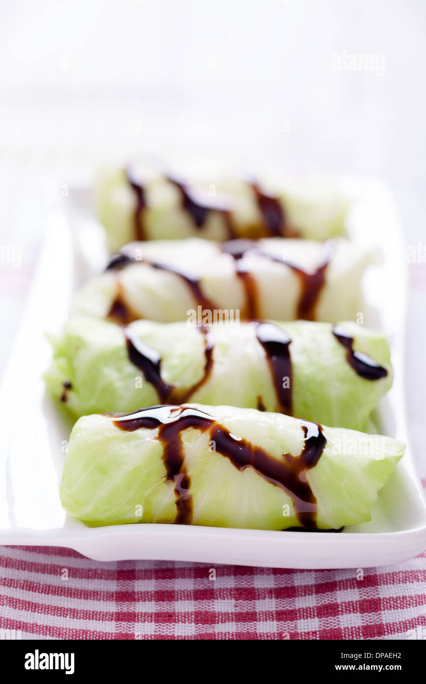 Four Cabbage Rolls with Vinegar Stock Photo Alamy
