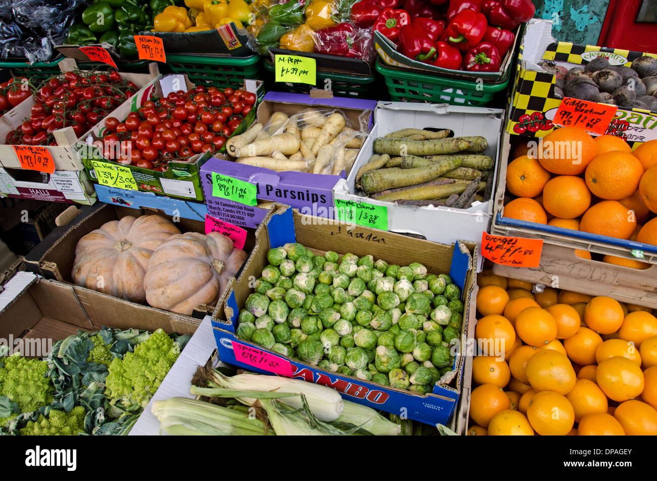 Fruit and vegetables on display outside a greengrocers in Marchmont