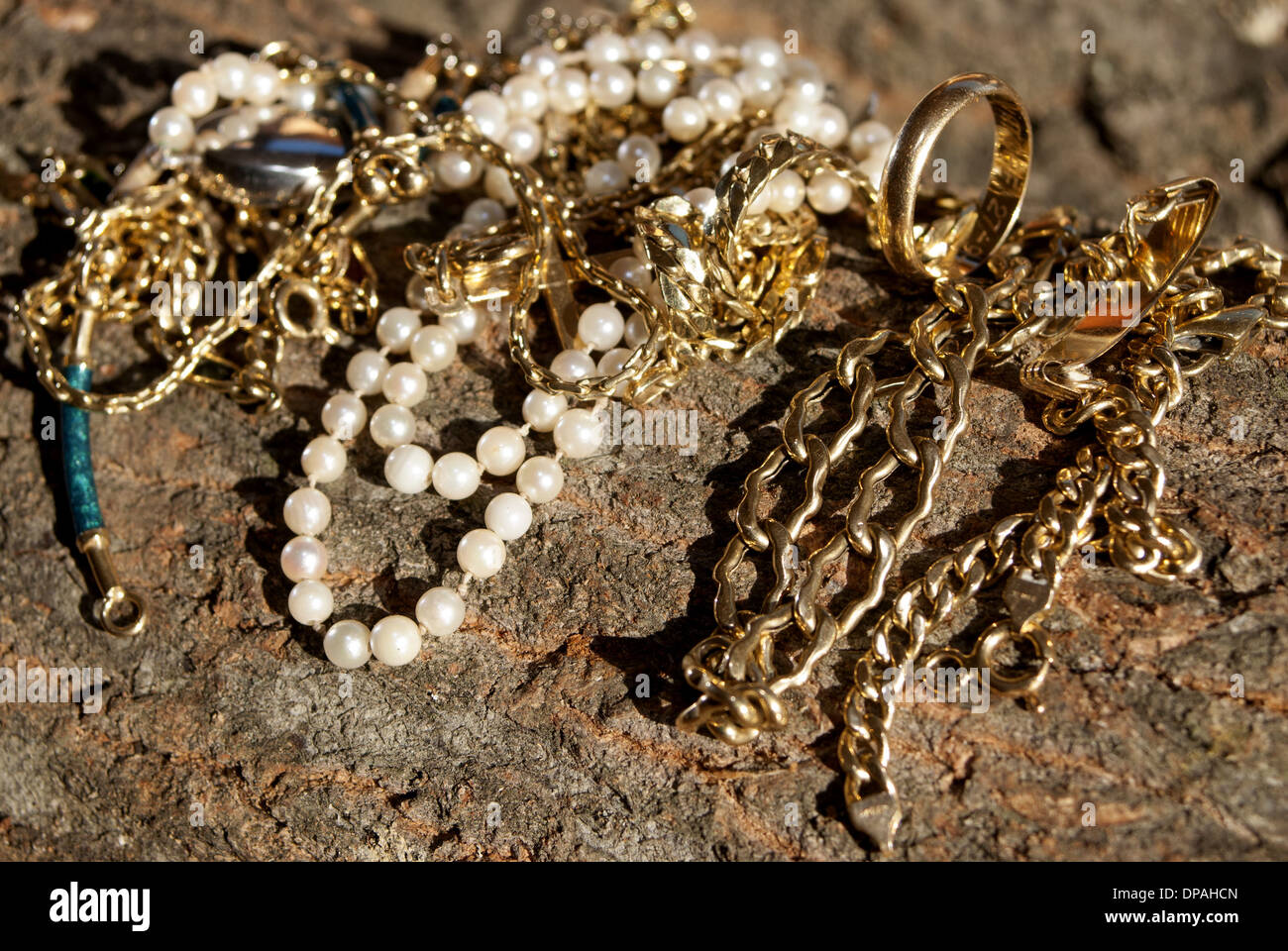 jewerly: pearl, necklace, ring, bracelet Stock Photo