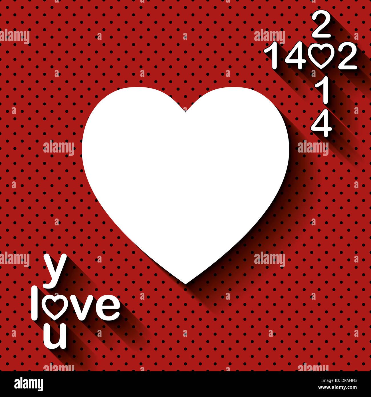 Valentine's Day 0214 and 2014 as red illustration, close up Stock Photo