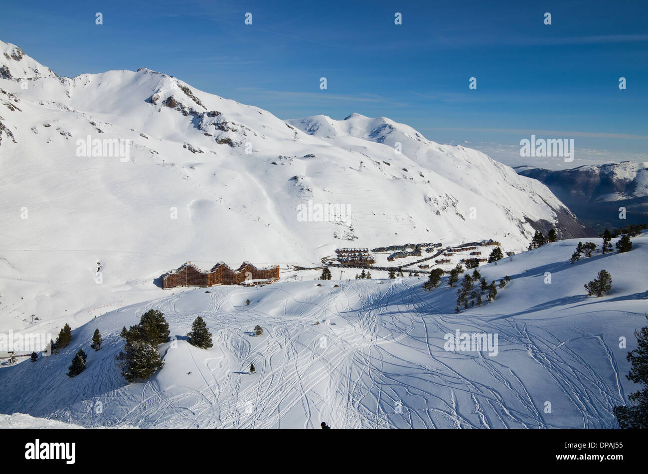 Ski resort in the winter Pyrenees Stock Photo Alamy