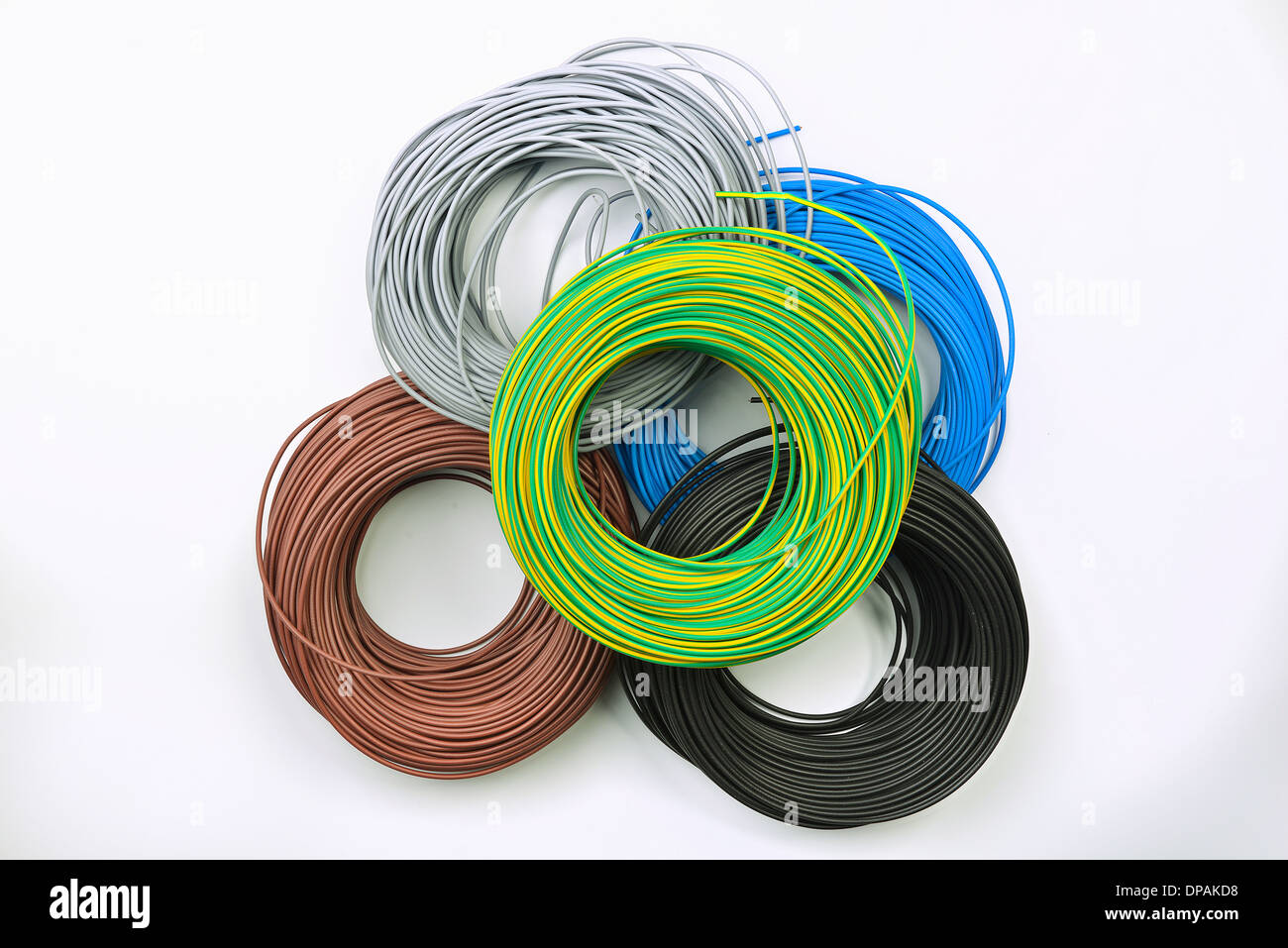 coloured electric wires Stock Photo