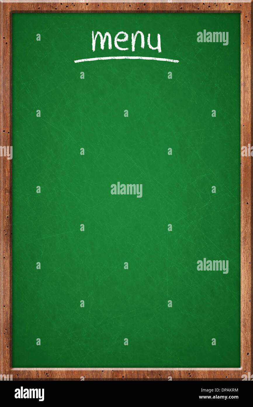 Empty restaurant menu green chalkboard and wooden frame Stock Photo - Alamy