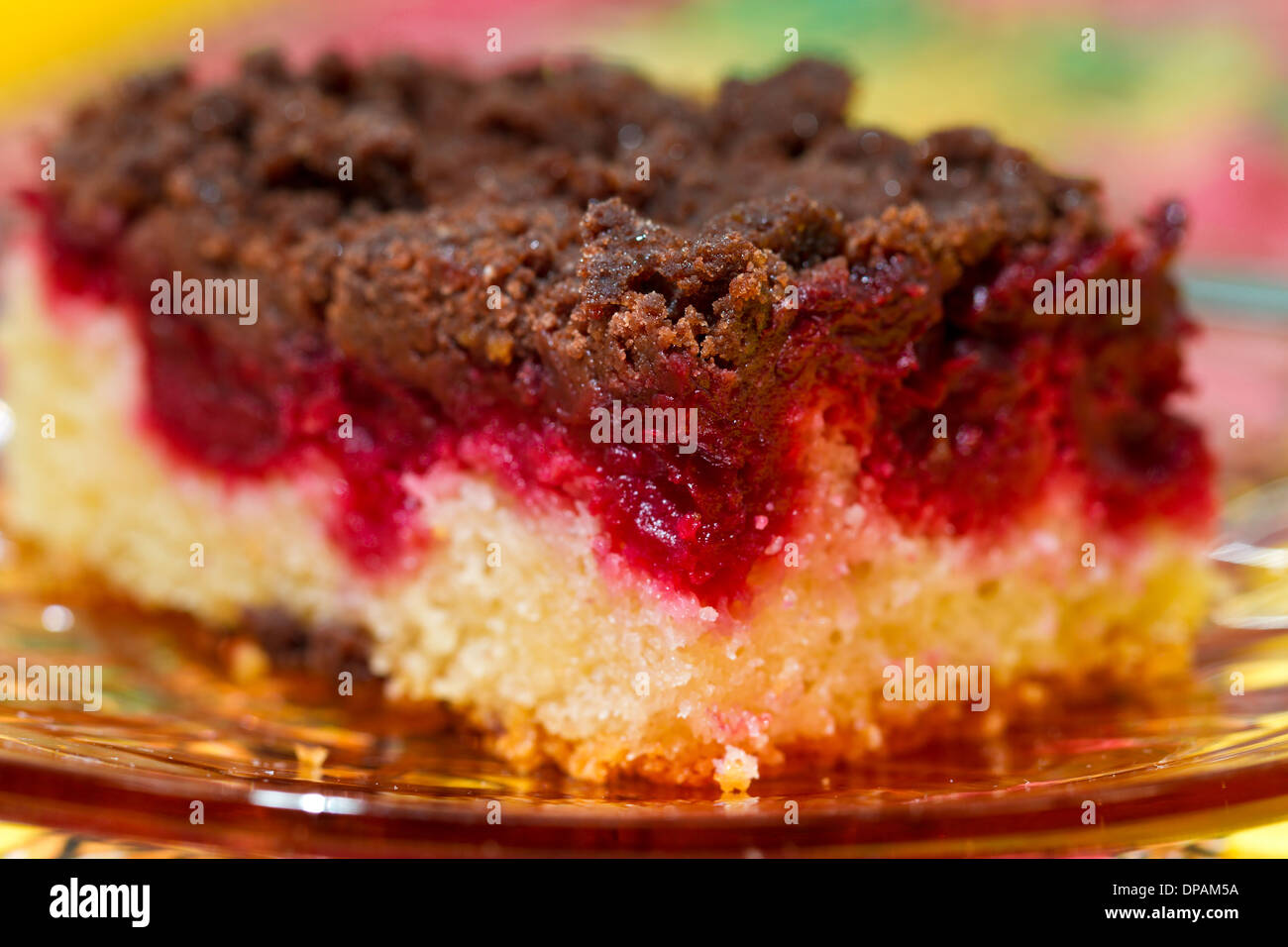 Fresh and tasty cherry cake isolated on white background Stock Photo