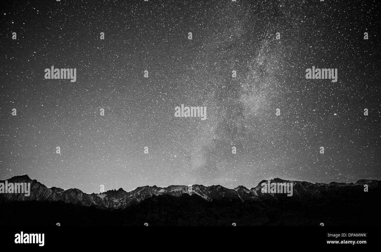 Milky way and Mount Whitney Stock Photo