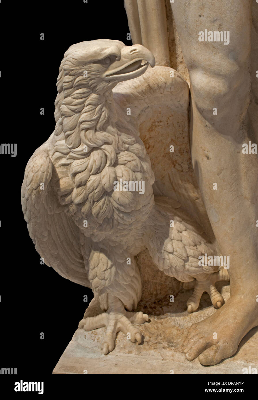 Fragment Eagle Jupiter king of the Roman gods bringing lightning and accompanied by eagle Rome Italy 150 AD marble Stock Photo
