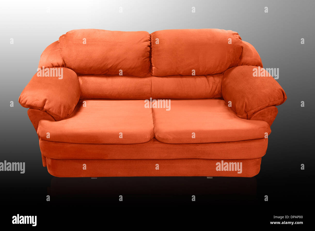 Isolated red sofa on white background. Red couch proper for furniture