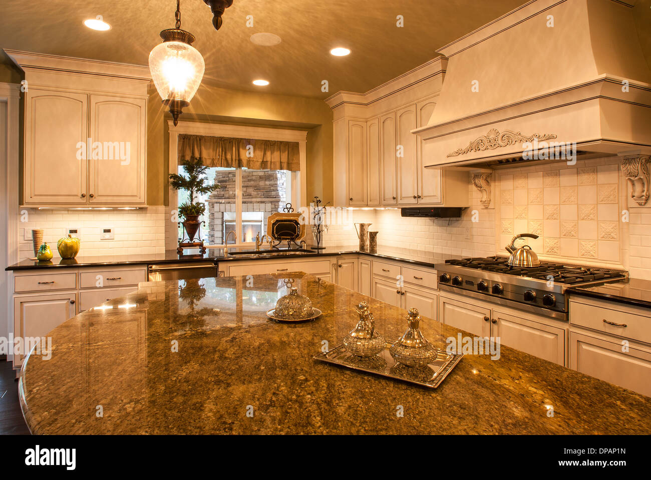 Detail View Of Kitchen In High End Luxury Home From Over Granite