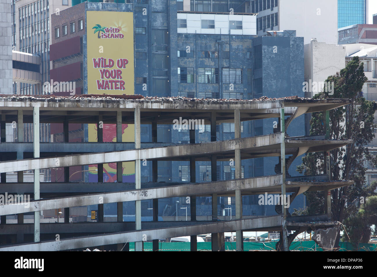 Decaying multistory carpark. Downtown Johannesburg Stock Photo