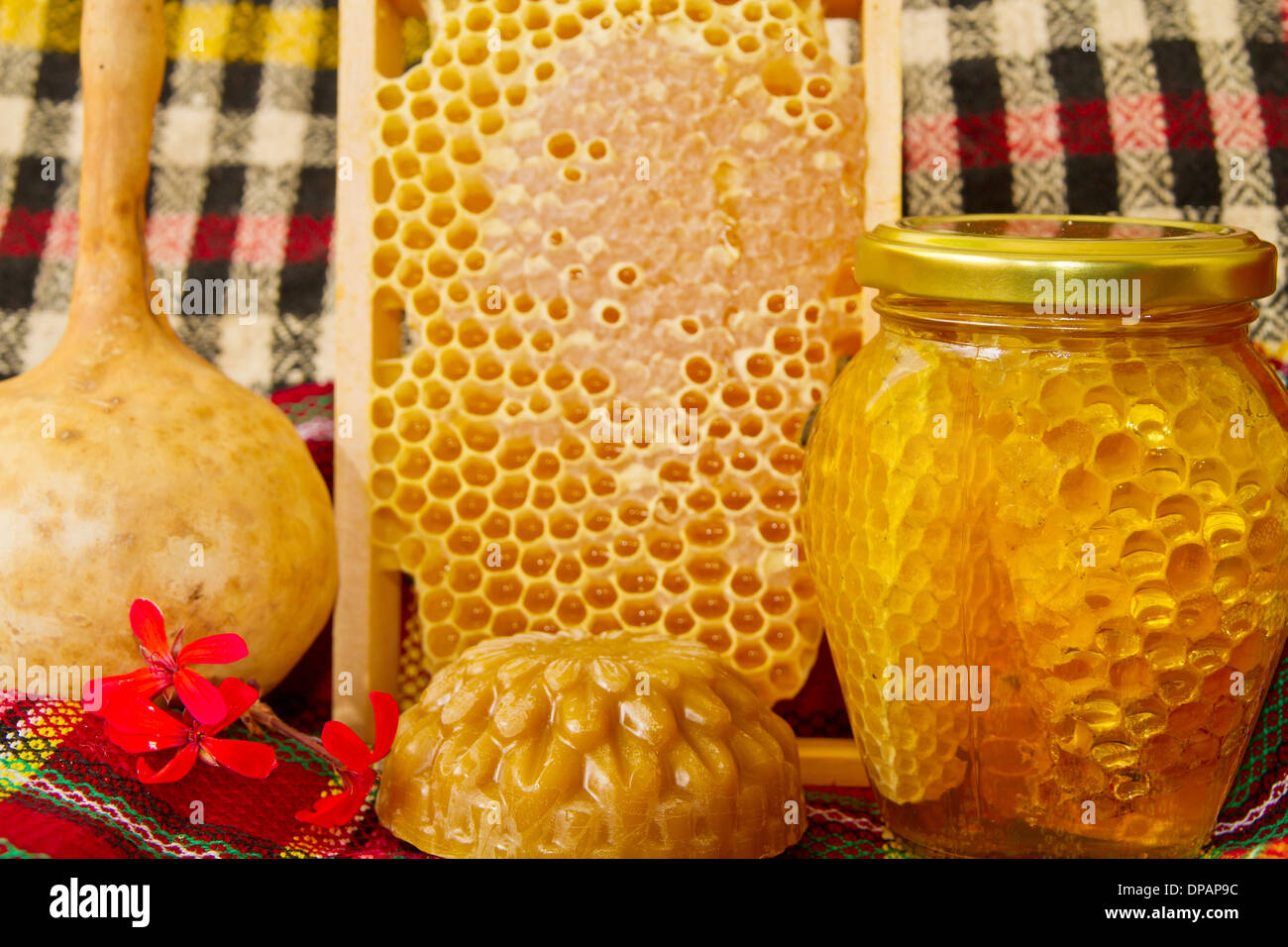 Jars of honey and Honey products Stock Photo Alamy