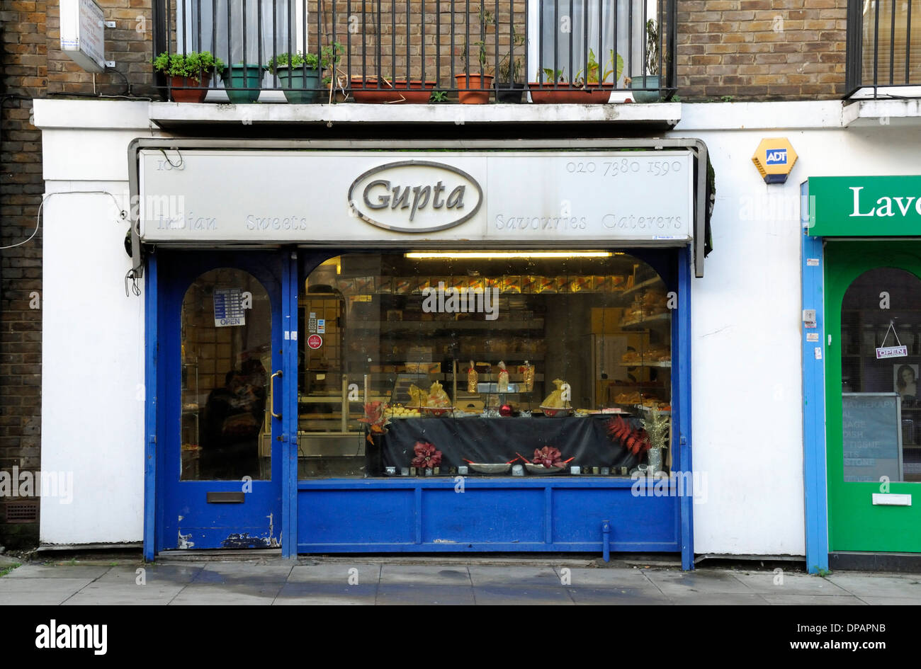 Gupta Indian Sweets and Savouries Caterers shop front, Drummond Street, London Borough of Camden England Britain UK Stock Photo