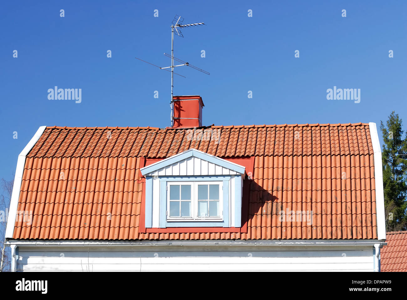 House with red roof. Stock Photo