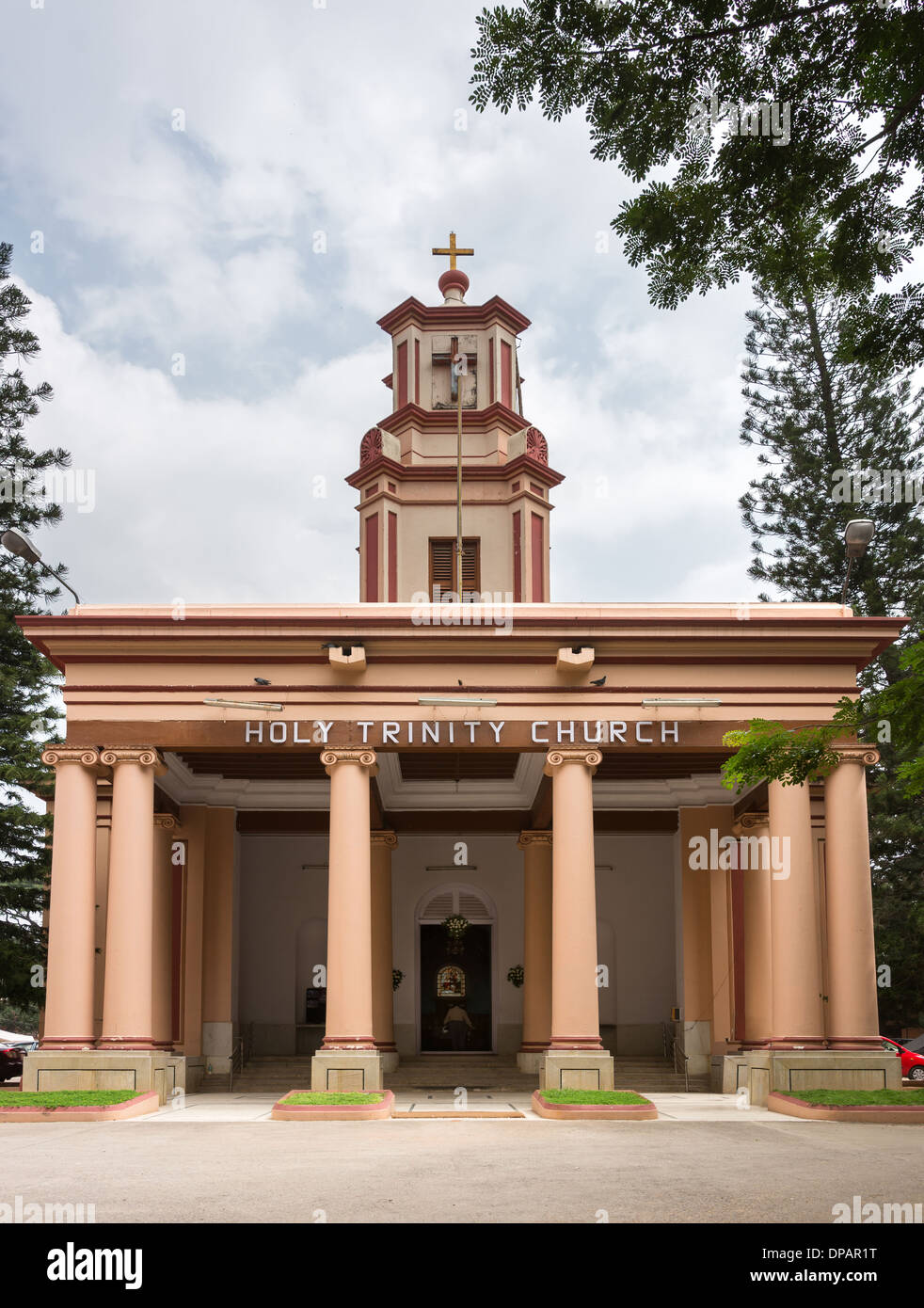 Balcony and entrance to the Holy Trinity Anglican church in Bengaluru. Stock Photo
