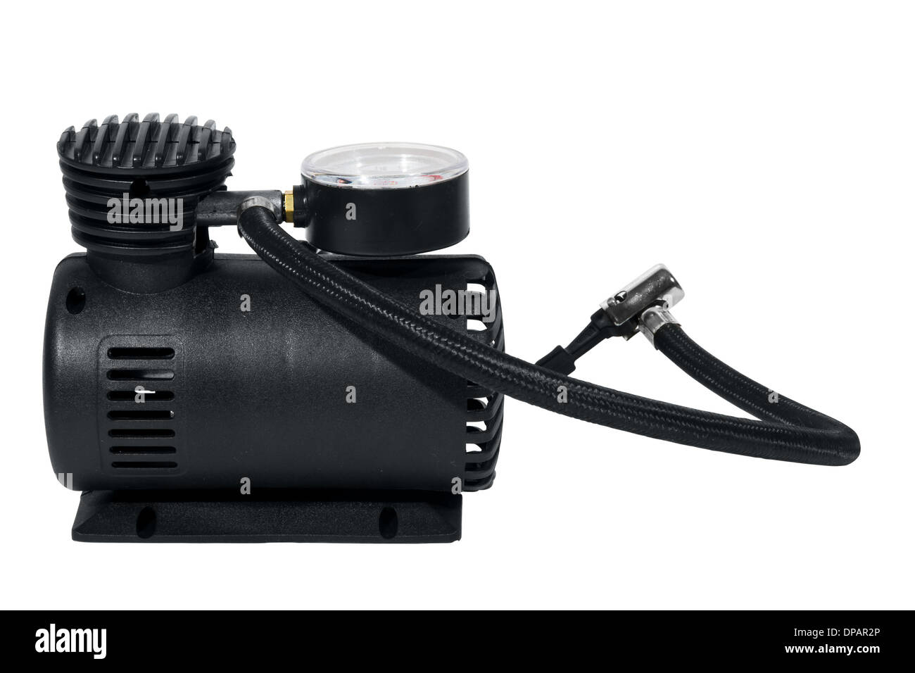 Car air compressor isolated over white with clipping path Stock Photo