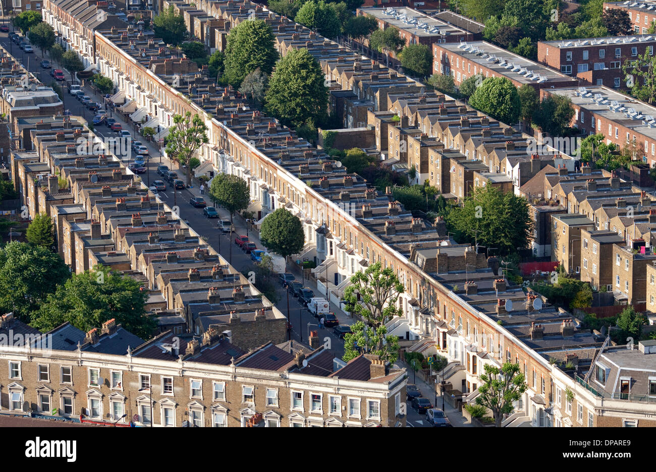 Aerial view of terraced houses in North Kensington, London Stock Photo
