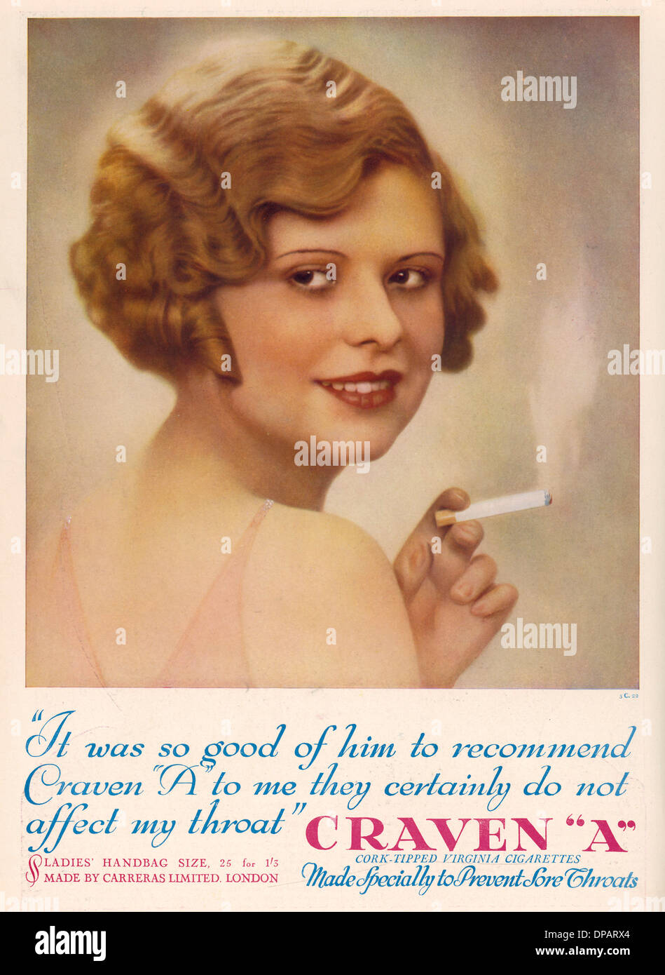 Advert for Craven cigarettes 1930 Stock Photo