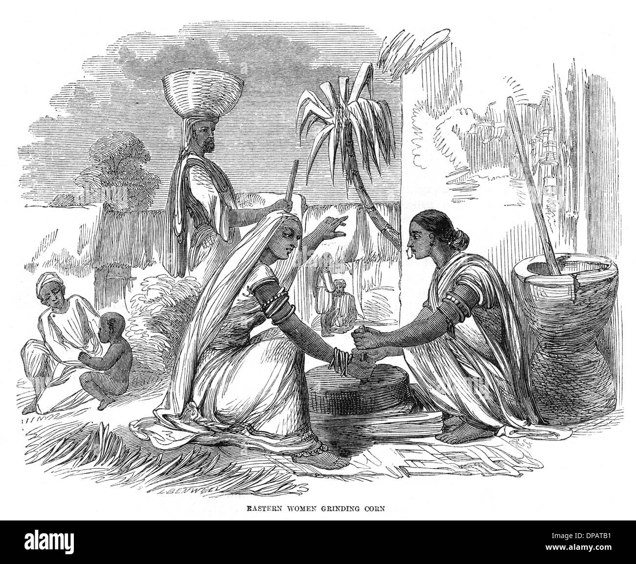 INDIANS GRINDING CORN Stock Photo Alamy
