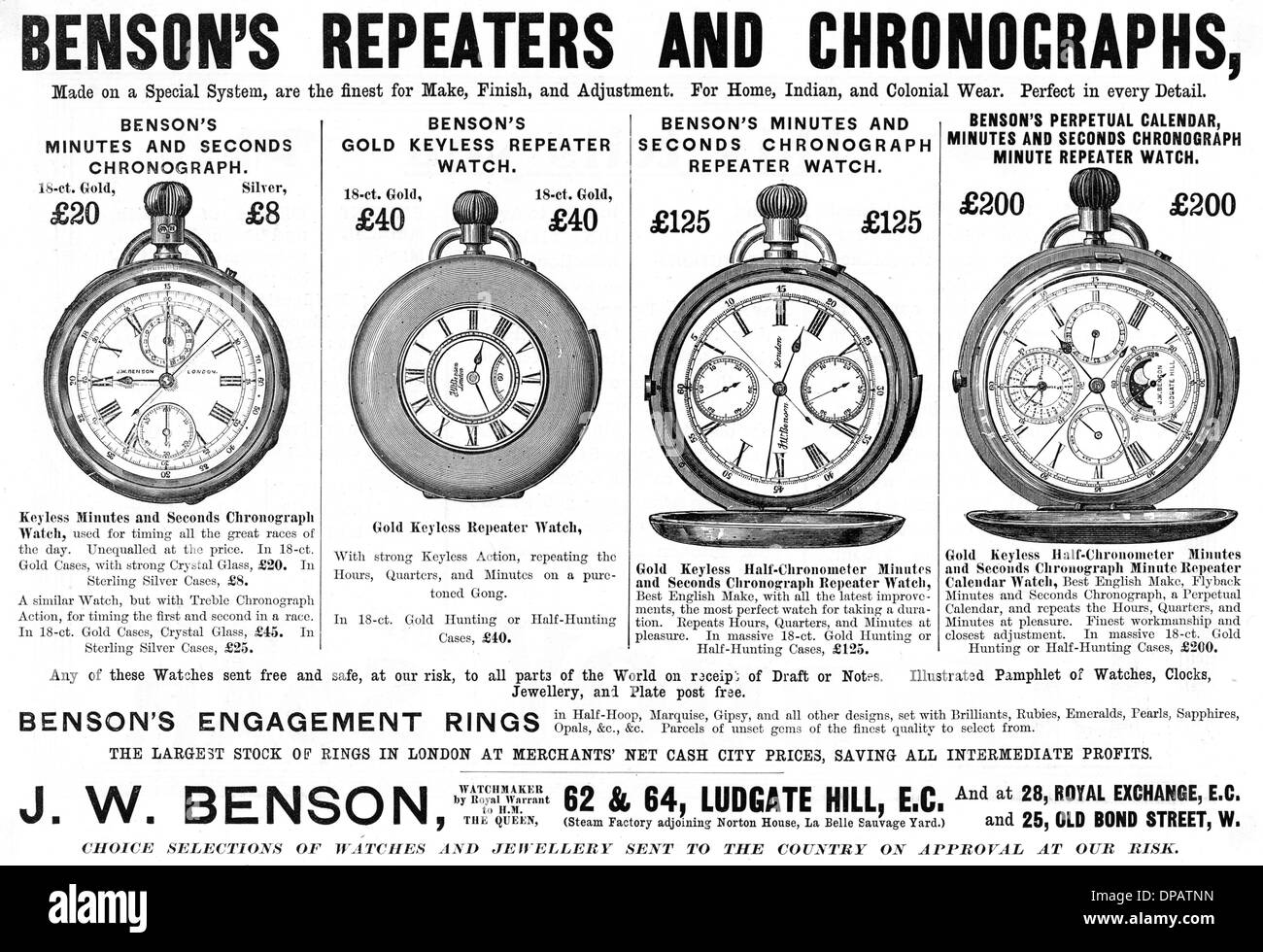 BENSON WATCH ADVERT 1895 Stock Photo Alamy