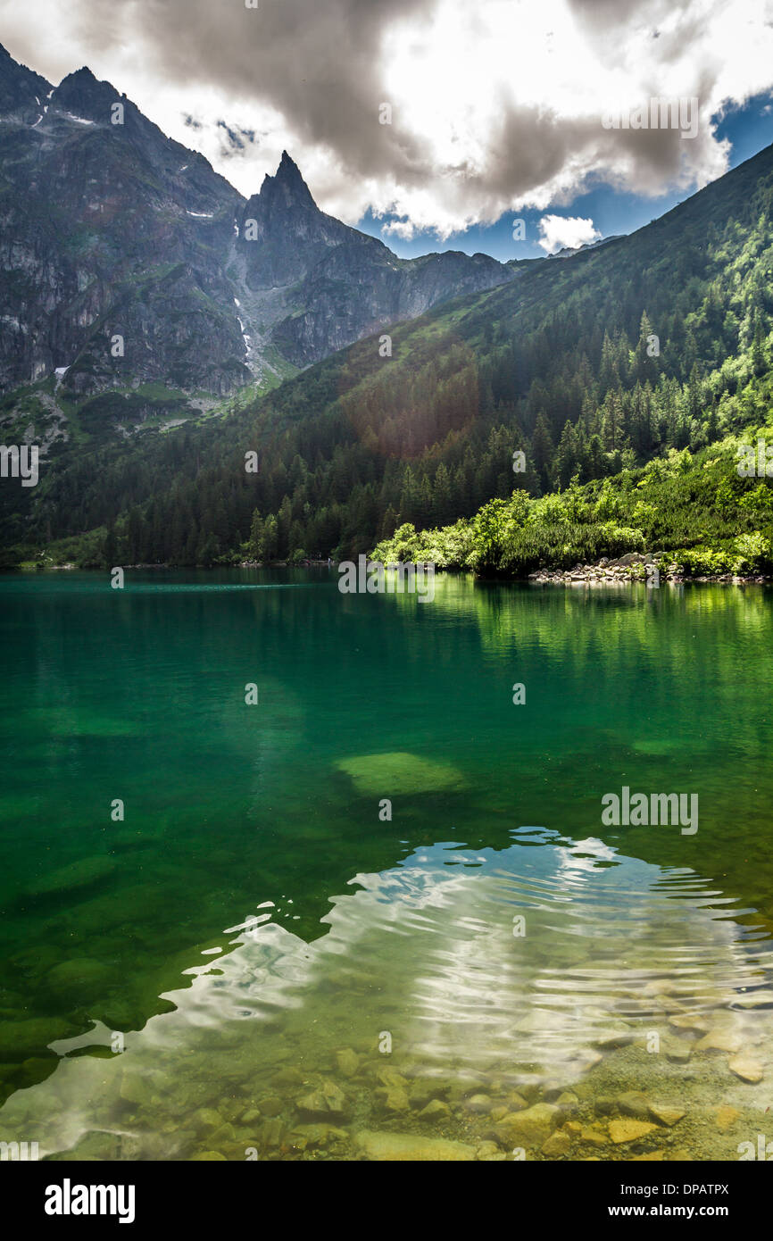 Crystal clear mountain lake and rocky mountains Stock Photo - Alamy